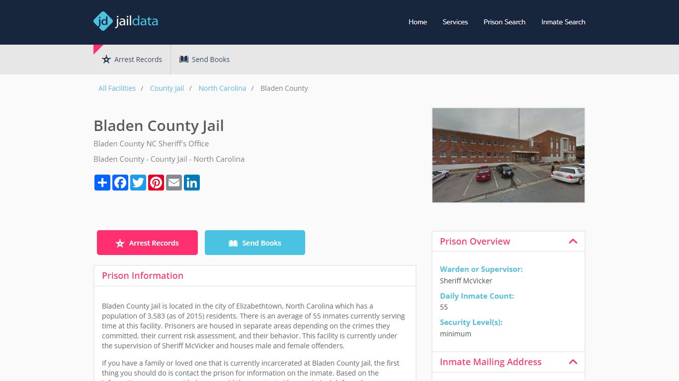Bladen County Jail Inmate Search and Prisoner Info - Elizabethtown, NC